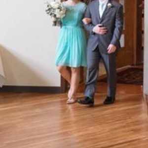 Blue knee Length Chiffon Dress